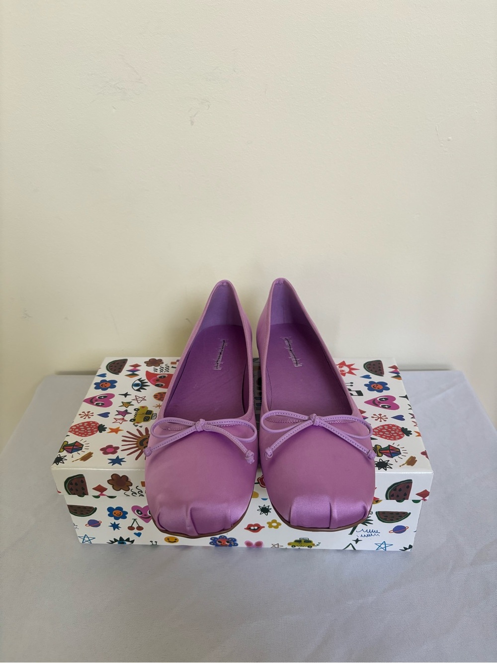 Jeffery Campbell Lilac Purple Satin Ballet Flats Sz 9 Womens New with box